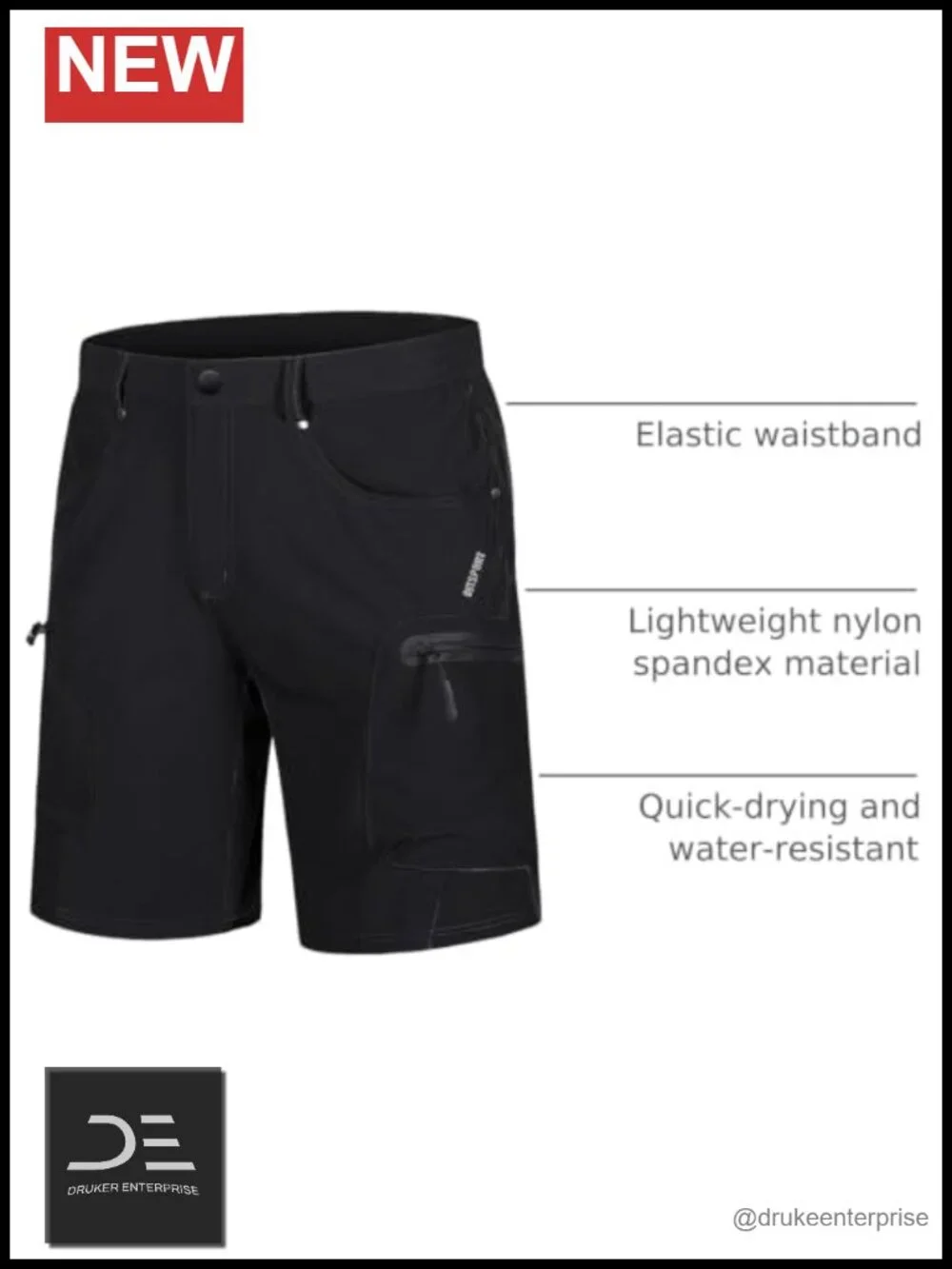 Men's Hiking Cargo Shorts Quick Dry Water Resistant Zip Pockets Stretch
